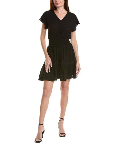 Rachel Parcell Shirred Waist Flutter Sleeve Minidress In Black