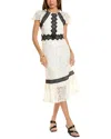 Rachel Parcell Lace Flutter Midi Dress In White