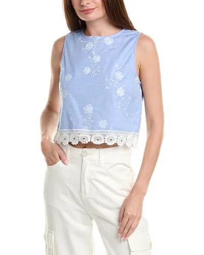 Rachel Parcell Lace Trim Tank In Blue