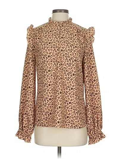 Pre-owned Rachel Parcell Long Sleeve Blouse In Brown