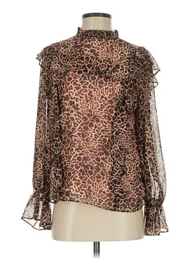 Pre-owned Rachel Parcell Long Sleeve Blouse In Brown