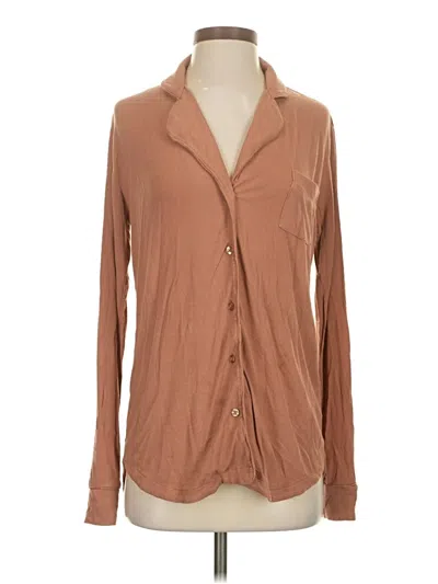 Pre-owned Rachel Parcell Long Sleeve Polo Shirt In Brown