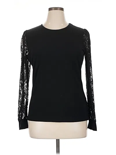 Pre-owned Rachel Parcell Long Sleeve Top Black Crew Neck Tops