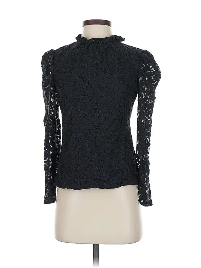 Pre-owned Rachel Parcell Long Sleeve Top Black Turtleneck Tops