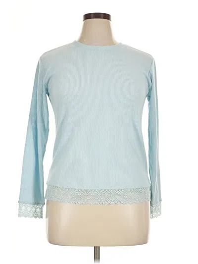 Pre-owned Rachel Parcell Long Sleeve Top Blue Crew Neck Tops