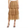 Rachel Parcell Print Tiered Ruffle Skirt In Brown In Brown