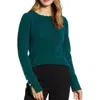 Rachel Parcell Scallop Crew Neck Sleeve Pullover Sweater In Green In Green