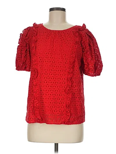 Pre-owned Rachel Parcell Short Sleeve Blouse In Red