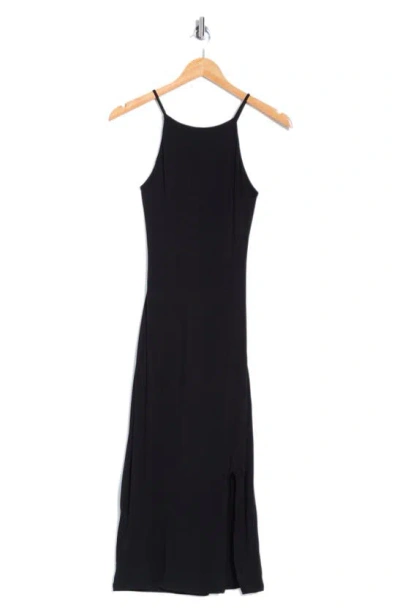 Rachel Parcell Side Slit Knit Midi Dress In Black