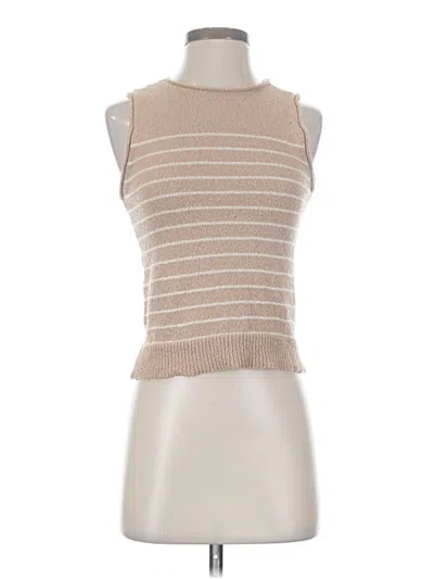 Pre-owned Rachel Parcell Sleeveless Top Tan High Neck Tops