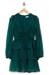 Rachel Parcell Tiered Long Sleeve Dress In Green