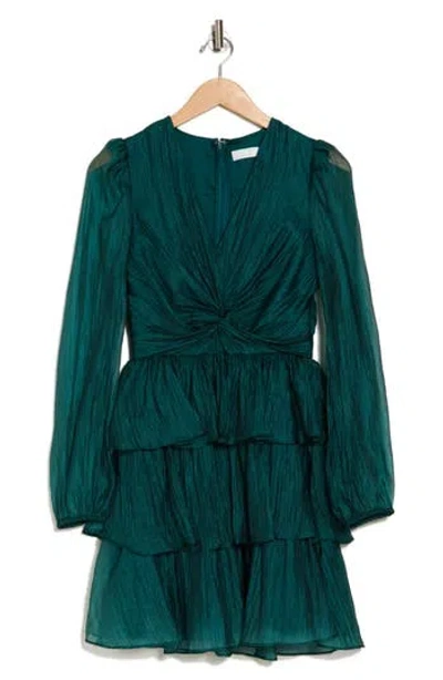 Rachel Parcell Tiered Long Sleeve Dress In Green