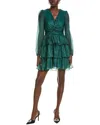 Rachel Parcell Tiered Long Sleeve Dress In Green