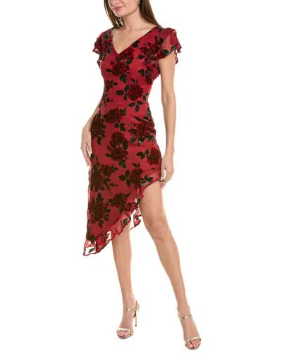 Rachel Parcell Velvet Burnout Midi Dress In Red