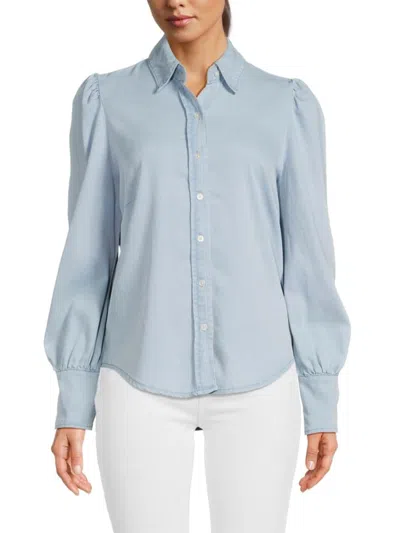 Rachel Parcell Women's Blouson Sleeve Shirt In Blue