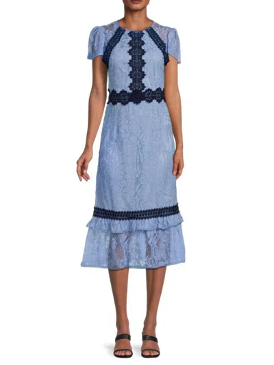 knee length dresses for ladies Contrast Lace Bustier Midi Dress
