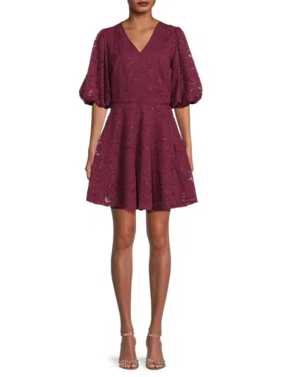 Rachel Parcell Women's Lace Mini Fit & Flare Dress In Wine Red