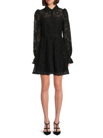 Rachel Parcell Women's Lace Mini Shirt Dress In Black