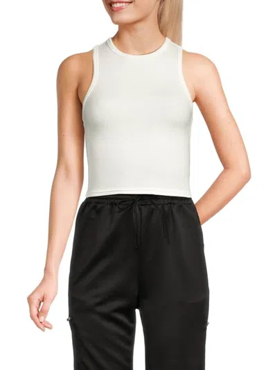 Rachel Parcell Women's Ribbed Crop Tank Top In Classic White