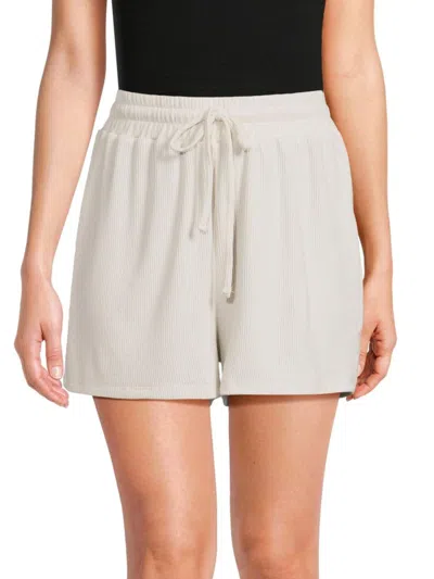 Rachel Parcell Women's Ribbed Pajama Shorts In White Sand
