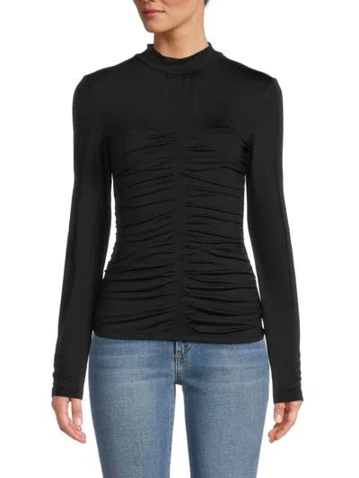 Rachel Parcell Women's Ruched Fitted Top In Black