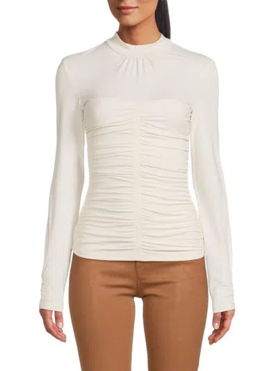Rachel Parcell Women's Ruched Fitted Top In Ivory