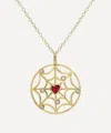 Rachel Quinn 14ct Gold Diamond And Ruby Spider Web Pendant Necklace