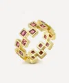 Rachel Quinn 14ct Gold Pink Tourmaline Checkered Eternity Band Ring