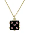 Rachel Quinn 14k Yellow Gold Onyx And Sapphire Pendant In Black