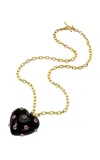 Rachel Quinn 14k Yellow Gold Onyx And Sapphire Pendant In Black