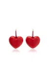 Rachel Quinn 14k Yellow Gold Sapphire Coral Earrings In Red