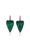 Rachel Quinn 14k Yellow Gold Sapphire Malachite Earrings In Green