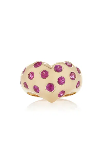 Rachel Quinn 14k Yellow Gold Sapphire Ring In Pink
