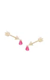 Rachel Quinn Artemis Arrow 14k Yellow Gold Ruby Earrings