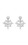 Rachel Quinn Pin Cushion Heart Sterling Silver Pearl Earrings