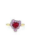Rachel Quinn Ruby 18k Yellow Gold Multi-stone Ring In Red