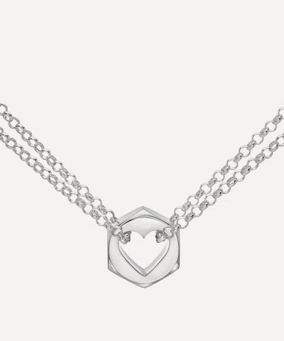 Rachel Quinn Sterling Silver Large Double Chain Love Nut Necklace