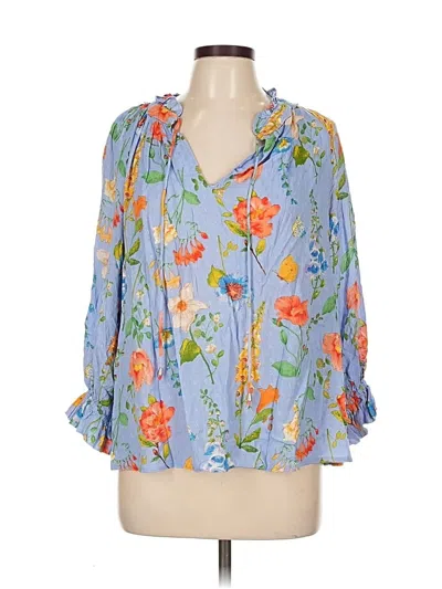 Pre-owned Rachel Rachel Roy 3/4 Sleeve Blouse In Blue