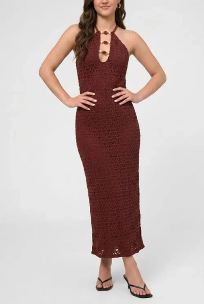 Rachel Rachel Roy Aitana Bead Keyhole Crochet Maxi Dress In Red