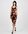 Rachel Rachel Roy Alessia Contrast Scuba Crepe Dress In Leopard Smoke Combo