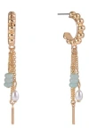 Rachel Rachel Roy Beaded Faux Pearl Chain Drop Huggie Hoop Earrings In Gold