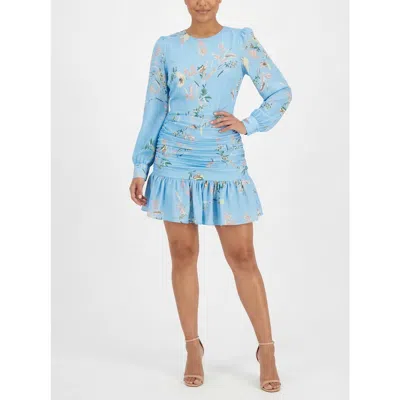Rachel Rachel Roy Blair Long Sleeve Ruched Mini Dress In Blue