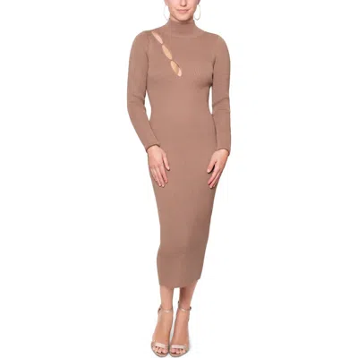 Rachel Rachel Roy Clarke Mock Neck Sweater Midi Dress In Brown