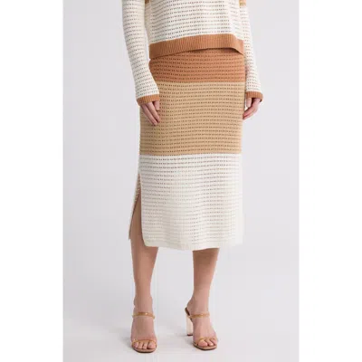 Rachel Rachel Roy Colorblock Open Knit Skirt In Macaroon Parchment Egret