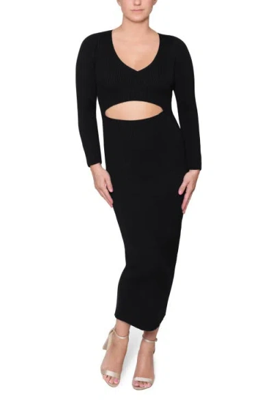 Rachel Rachel Roy Coraline Wrap Top Midi Sweater Dress In Black