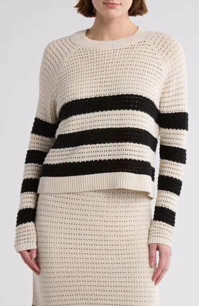 Rachel Rachel Roy Crochet Stitch Stripe Sweater In Fusilli With Black