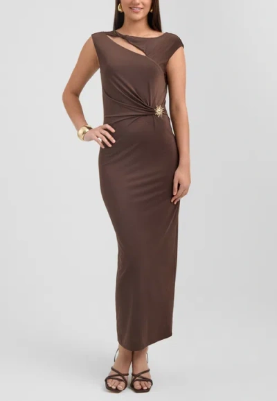 Rachel Rachel Roy Cymara Neck Cutout Maxi Dress In Dark Brown