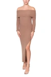 Rachel Rachel Roy Delia Off The Shoulder Sweater Maxi Dress In Brown