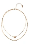 Rachel Rachel Roy Double Chain Heart Pendant Necklace In Gold