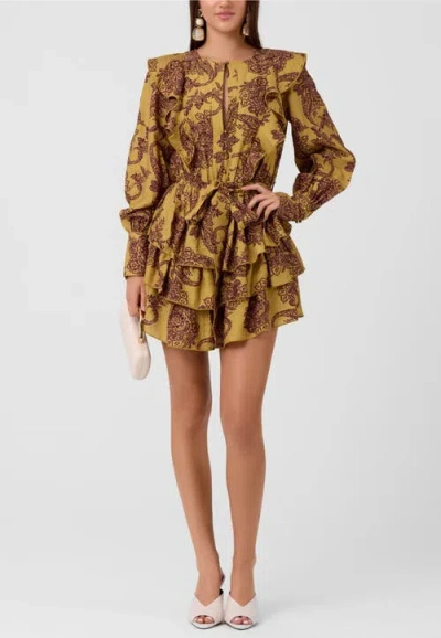 Rachel Rachel Roy Florence Long Puff Sleeve Mini Dress In Ecru Olive